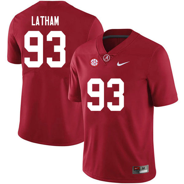 Mens Youth Alabama Crimson Tide #93 Jah-Marien Latham Crimson College Football Game Jersey