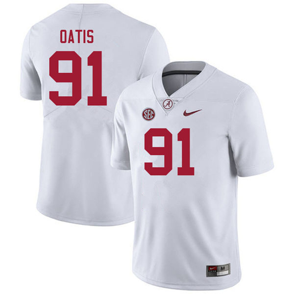 Mens Youth Alabama Crimson Tide #91 Jaheim Oatis White College Football Game Jersey