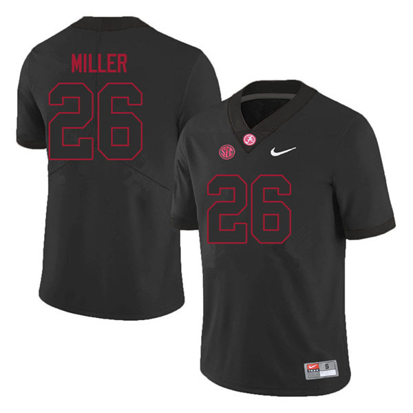 Mens Youth Alabama Crimson Tide #26 Jamarion Miller Blackout College Football Game Jersey