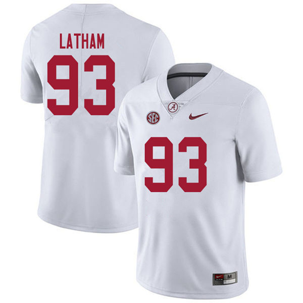 Mens Youth Alabama Crimson Tide #93 Jah-Marien Latham White College Football Game Jersey