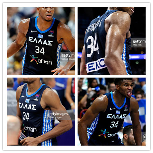 Mens Greece Basketball Team #34 Giannis Antetokounmpo Nike Navy 2022 Basketball Jersey