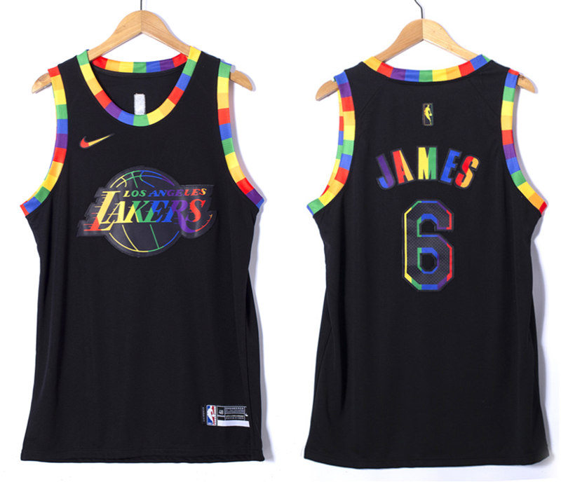 Mens Los Angeles Lakers #6 LeBron James 2022 Special Edition Black Pride Night Jersey