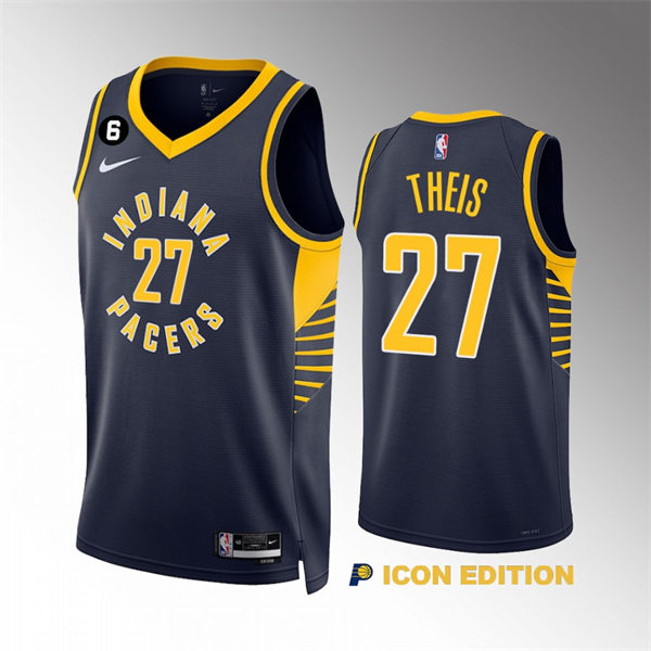 Mens Indiana Pacers #27 Daniel Theis Navy 2022-23 Icon Edition Player Jersey