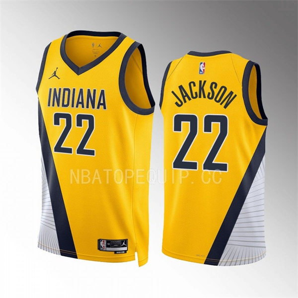 Mens Indiana Pacers #22 Isaiah Jackson Yellow Statement Edition Swingman Jersey