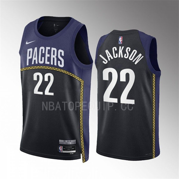 Mens Indiana Pacers #22 Isaiah Jackson 2022-23 City Edition Swingman Jersey Navy Black