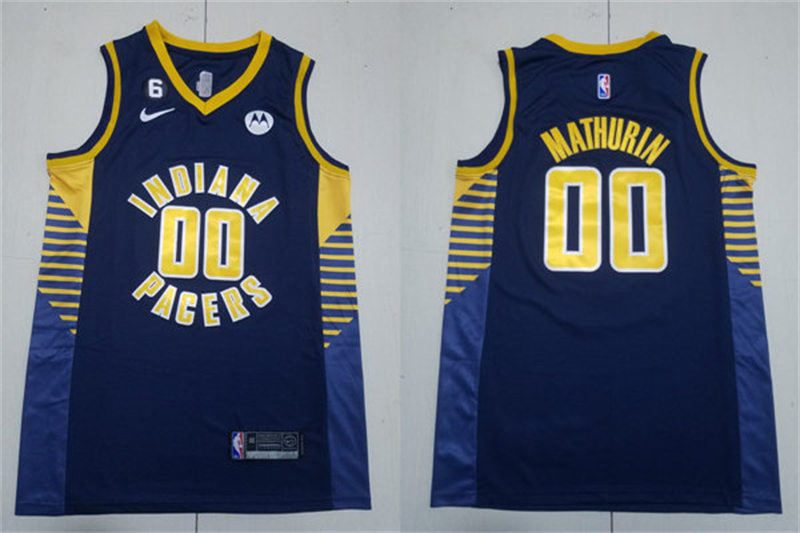 Mens Indiana Pacers #00 Bennedict Mathurin Navy 2022-23 Icon Edition Player Jersey