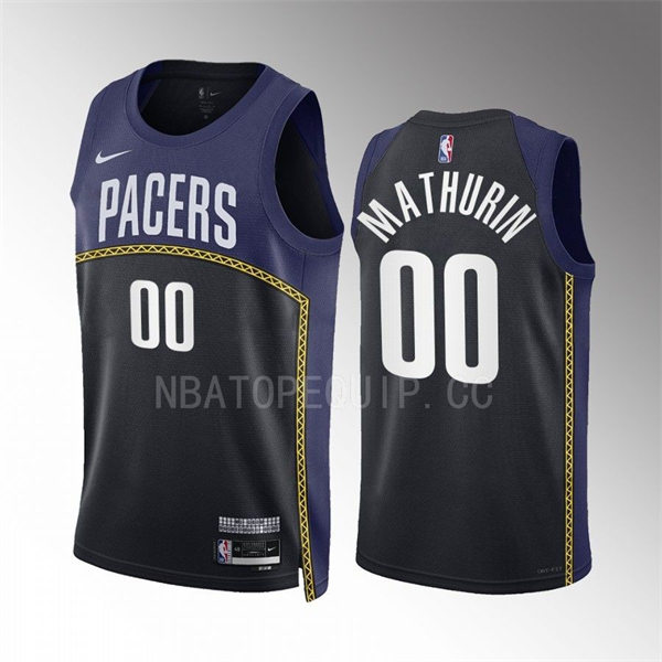 Mens Indiana Pacers #00 Bennedict Mathurin 2022-23 City Edition Swingman Jersey Navy Black