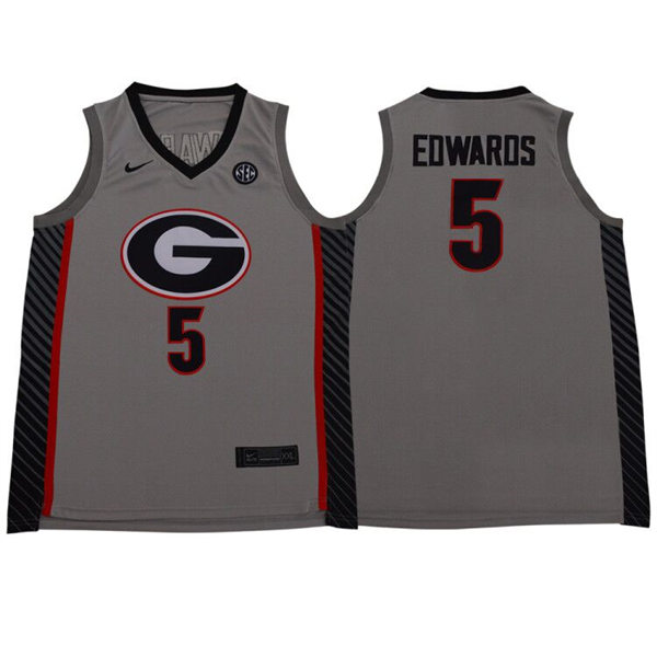 Mens Youth Georgia Bulldogs #5 Anthony Edwards Nike Grey College Basketball Jersey
