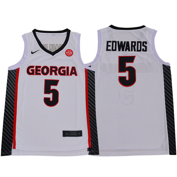 Mens Youth Georgia Bulldogs #5 Anthony Edwards Nike White College Basketball Jersey
