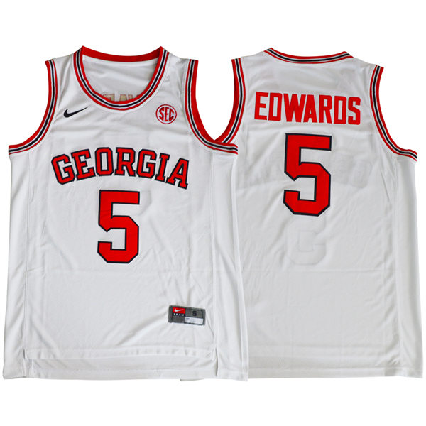 Mens Youth Georgia Bulldogs #5 Anthony Edwards Nike White College Basketball Retro Jersey