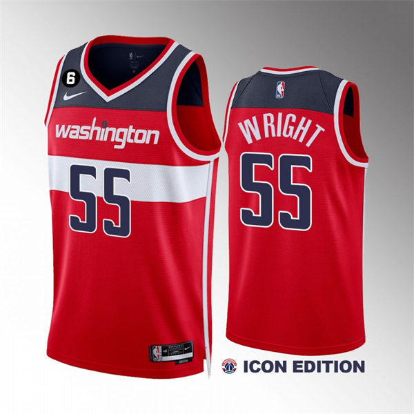 Mens Washington Wizards #55 Delon Wright Red 2022-23 Icon Edition Player Jersey