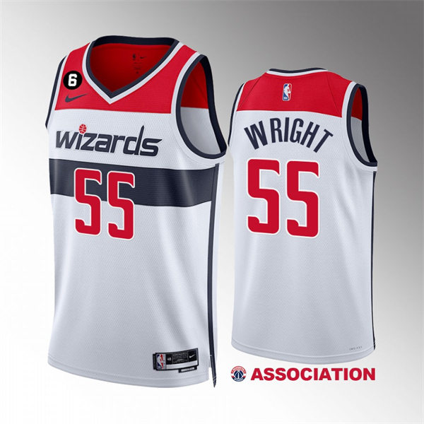 Mens Washington Wizards #55 Delon Wright 2022-23 White Association Edition Player Jersey