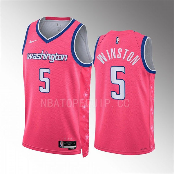 Mens Washington Wizards #5 Cassius Winston 2022-23 City Edition Swingman Jersey Pink