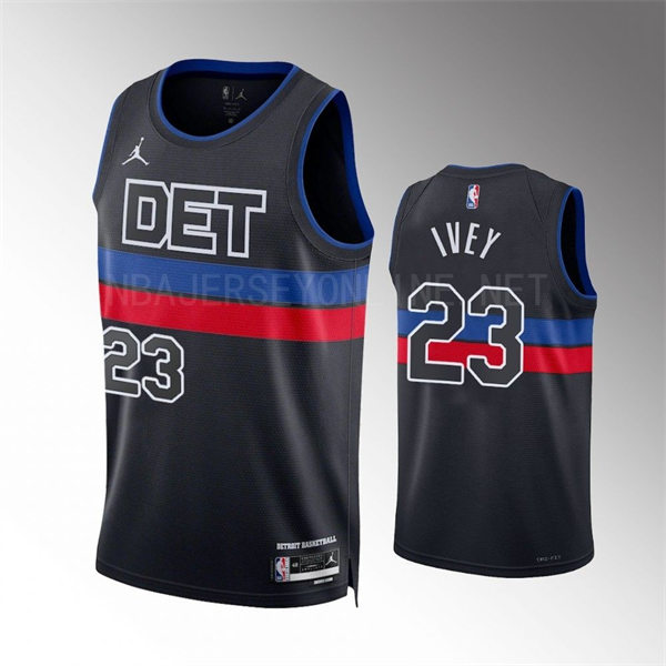 Mens Detroit Pistons #23 Jaden Ivey 2022-23 Statement Edition Swingman Jersey Black