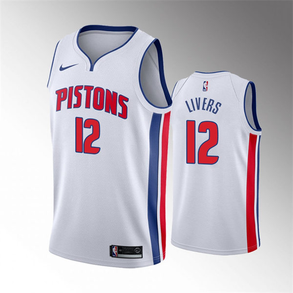 Mens Detroit Pistons #12 Isaiah Livers 2022-23 White Association Edition Player Jersey