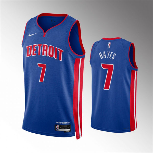 Mens Detroit Pistons #7 Killian Hayes Blue Icon Edition Swingman Jersey