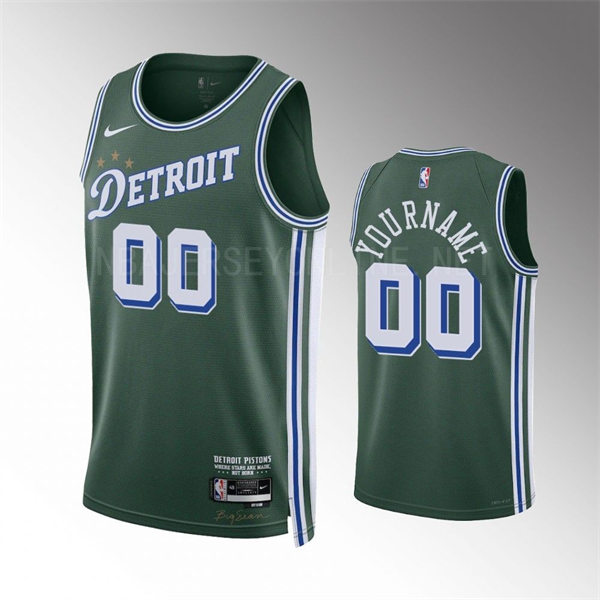 Mens Youth Detroit Pistons Custom 2022-23 City Edition Swingman Jersey Green