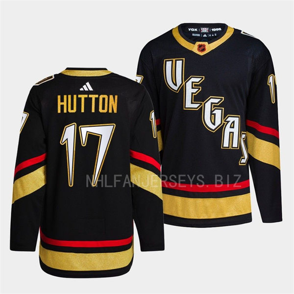 Mens Vegas Golden Knights #17 Ben Hutton Black 2022 Reverse Retro Primegreen Jersey