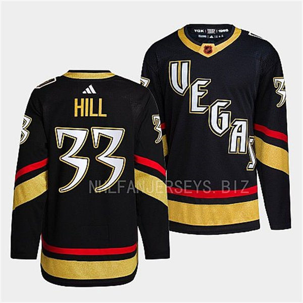 Mens Vegas Golden Knights #33 Adin Hill Black 2022 Reverse Retro Primegreen Jersey