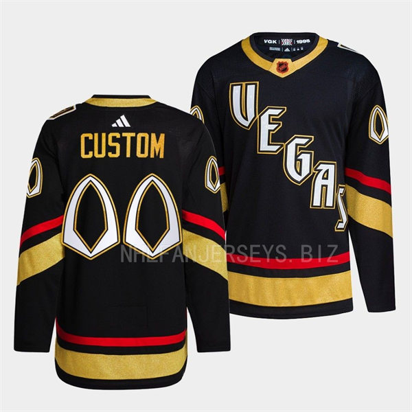 Mens Youth Vegas Golden Knights Custom Black 2022 Reverse Retro Primegreen Jersey