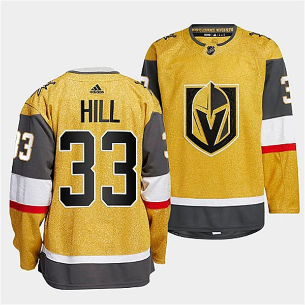 Mens Vegas Golden Knights #33 Adin Hill Gold Alternate Authentic Primegreen Jersey