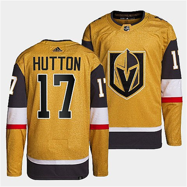 Mens Vegas Golden Knights #17 Ben Hutton Gold Alternate Authentic Primegreen Jersey