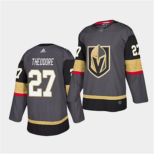 Mens Vegas Golden Knights #27 Shea Theodore Black Home Authentic Primegreen Jersey