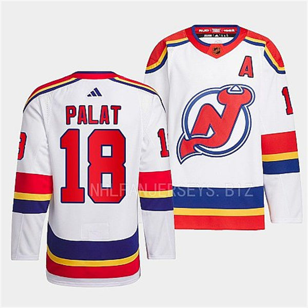 Mens New Jersey Devils #18 Ondrej Palat White 2022 Reverse Retro Primegreen Jersey