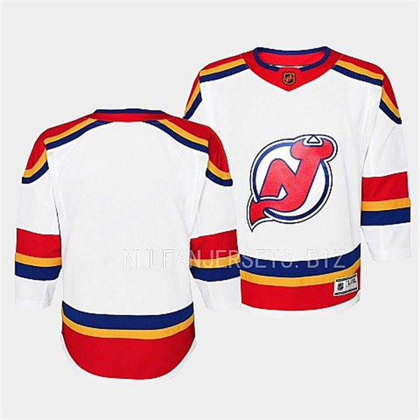 Youth New Jersey Devils Blank White 2022 Reverse Retro Jersey