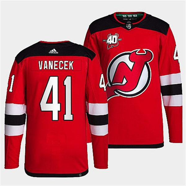 Mens New Jersey Devils #41 Vitek Vanecek Adidas Home Red Player Jersey