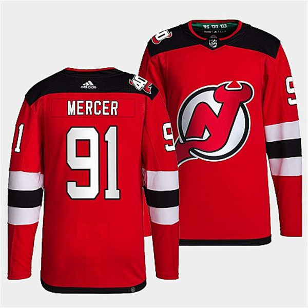 Mens New Jersey Devils #91 Dawson Mercer Adidas Home Red Player Jersey