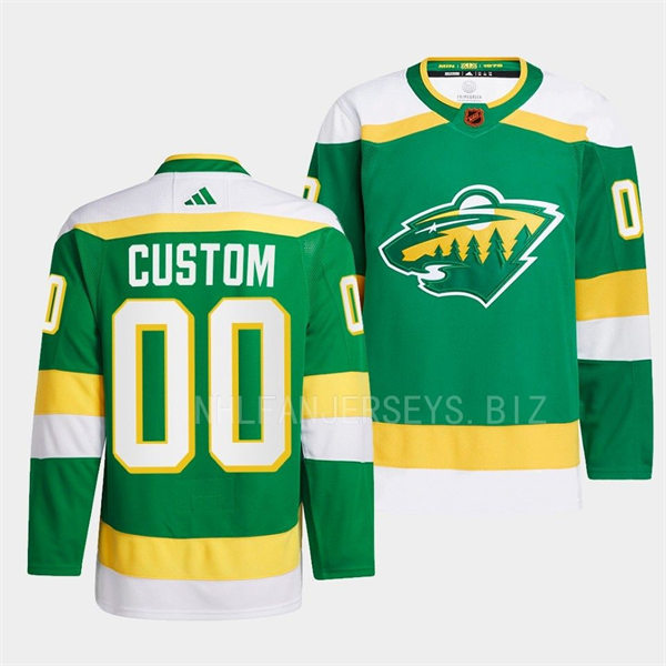 Men's Minnesota Wild Custom Green 2022 Reverse Retro Primegreen Jersey