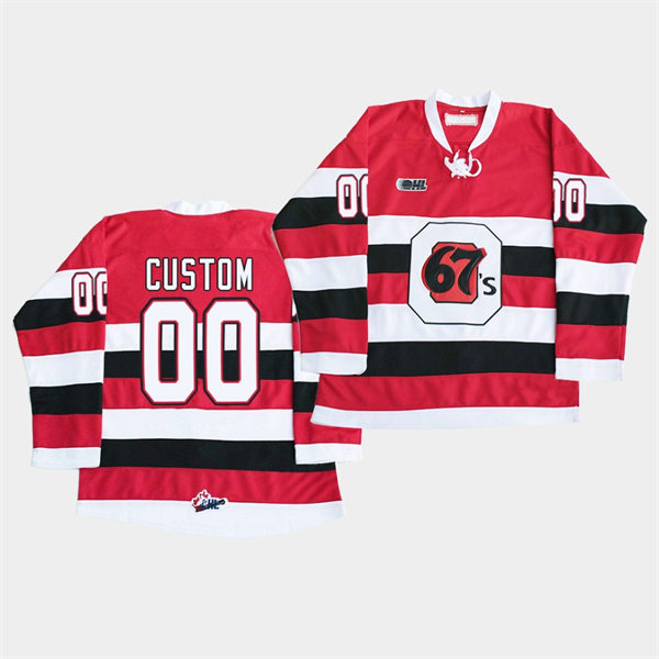 Men's Ottawa 67's Custom CCM Red OHL Hockey Jersey