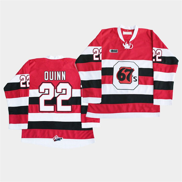 Mens Ottawa 67's #22 Jack Quinn CCM Red OHL Hockey Jersey
