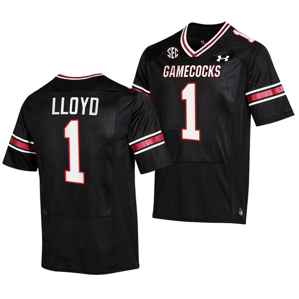 Mens South Carolina Gamecocks #1 MarShawn Lloyd 2022 Black College Football Game Jersey