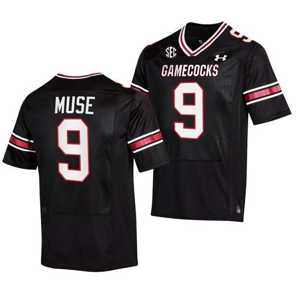 Mens South Carolina Gamecocks #9 Nick Muse 2022 Black College Football Game Jersey