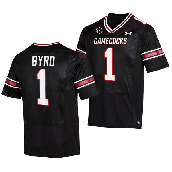 Mens South Carolina Gamecocks #1 Damiere Byrd 2022 Black College Football Game Jersey