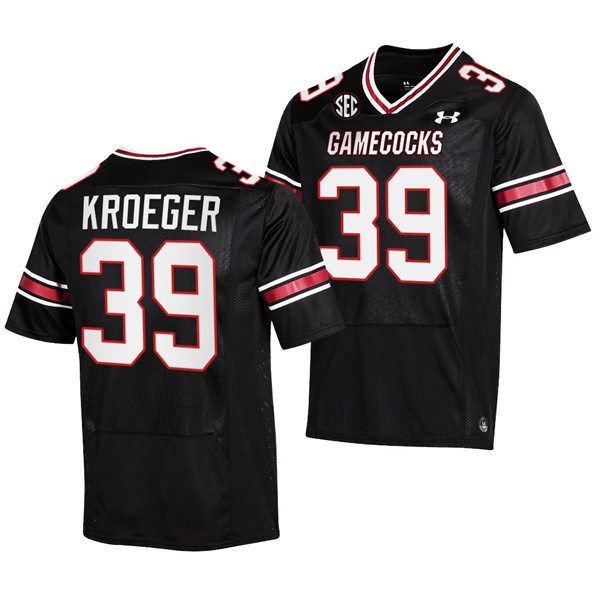 Mens South Carolina Gamecocks #39 Kai Kroeger 2022 Black College Football Game Jersey