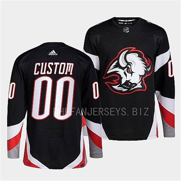 Men's Buffalo Sabres Custom Black alternate 2022-23 Goathead Jersey