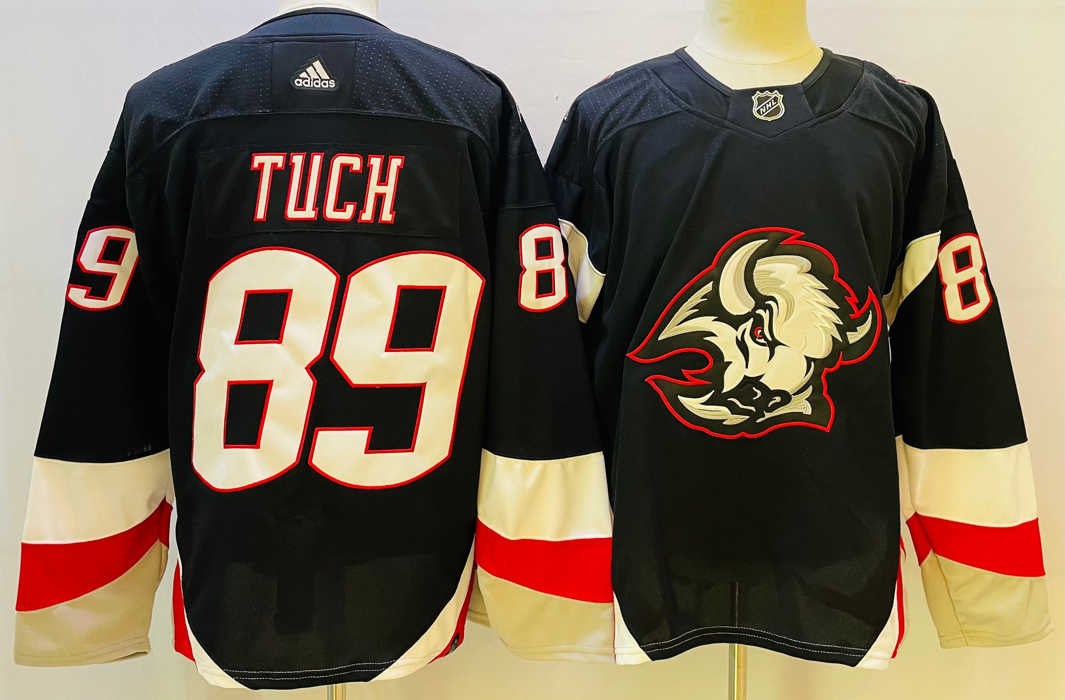 Men's Buffalo Sabres #89 Alex Tuch Black alternate 2022-23 Goathead Jersey