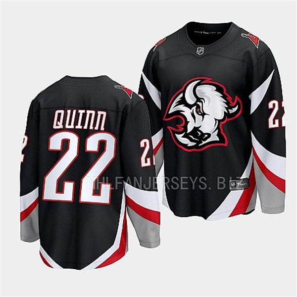 Men's Buffalo Sabres #22 Jack Quinn Black alternate 2022-23 Goathead Jersey