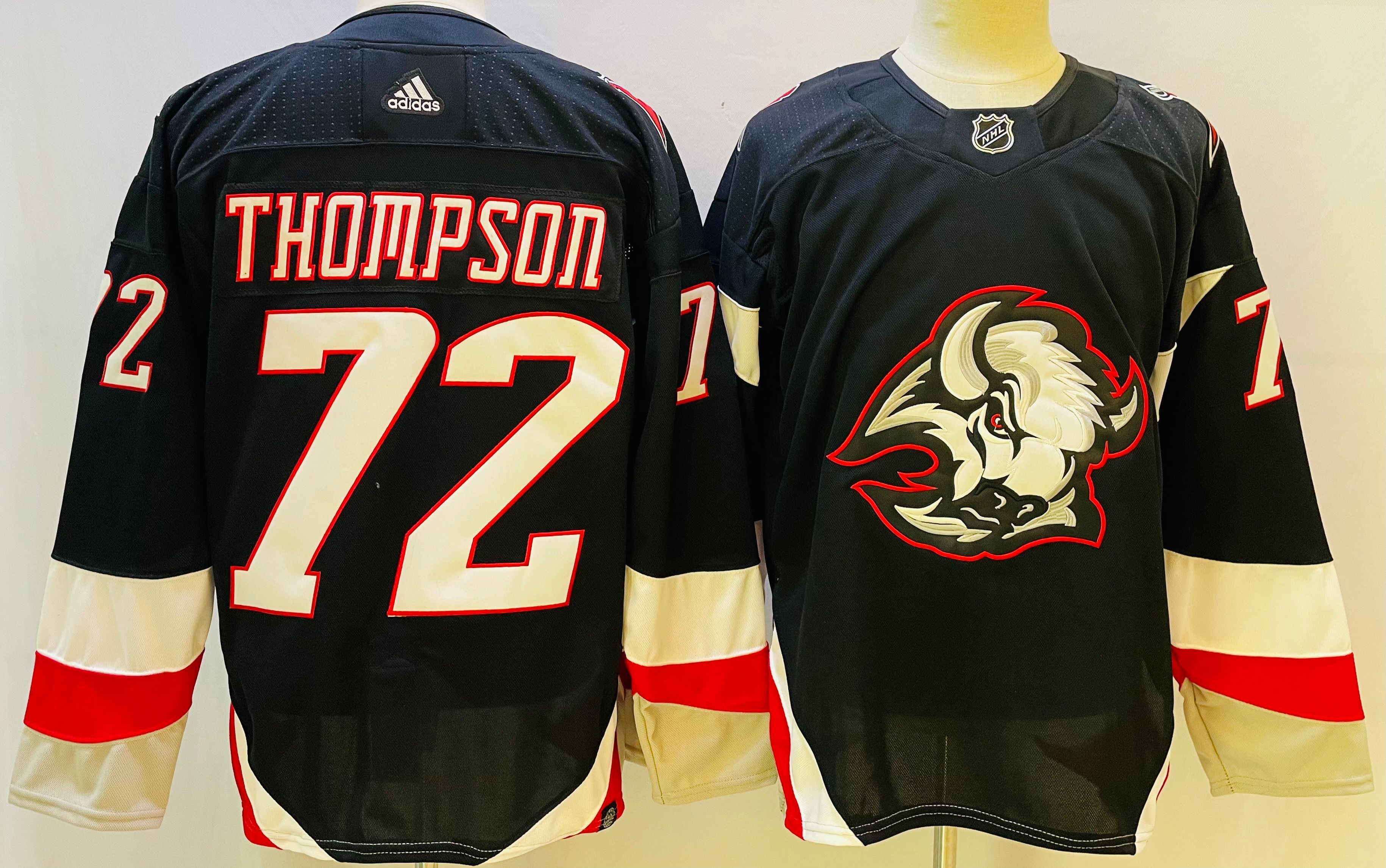 Men's Buffalo Sabres #72 Tage Thompson Black alternate 2022-23 Goathead Jersey