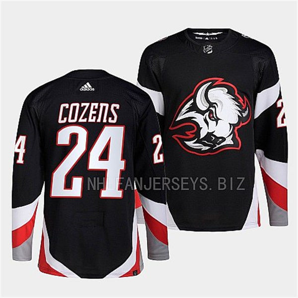 Men's Buffalo Sabres #24 Dylan Cozens Black alternate 2022-23 Goathead Jersey