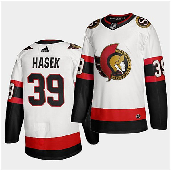 Men's Ottawa Senators Retired Player #39 Dominik Hasek Adidas White Away Player Jersey