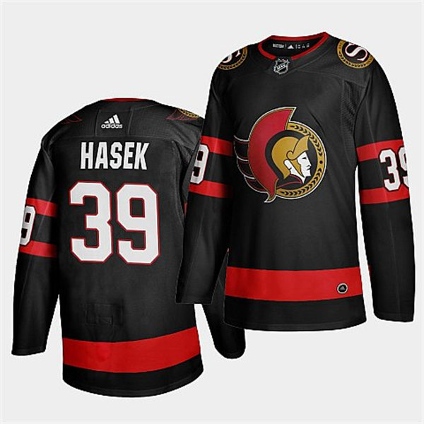 Men's Ottawa Senators Retired Player #39 Dominik Hasek Adidas Home Black Player Jersey