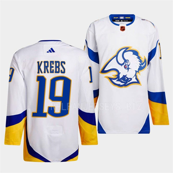 Men's Buffalo Sabres #19 Peyton Krebs White 2022 Reverse Retro Primegreen Jersey