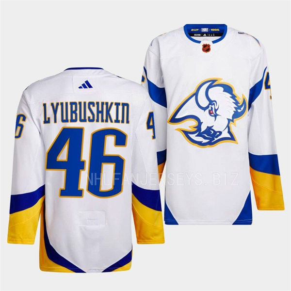 Men's Buffalo Sabres #46 Ilya Lyubushkin White 2022 Reverse Retro Primegreen Jersey