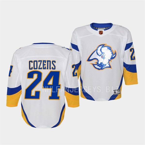 Youth Buffalo Sabres #24 Dylan Cozens White 2022 Reverse Retro Jersey
