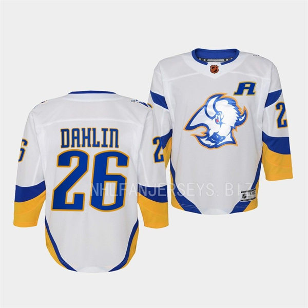 Youth Buffalo Sabres #26 Rasmus Dahlin White 2022 Reverse Retro Jersey