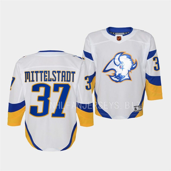 Youth Buffalo Sabres #37 Casey Mittelstadt White 2022 Reverse Retro Jersey